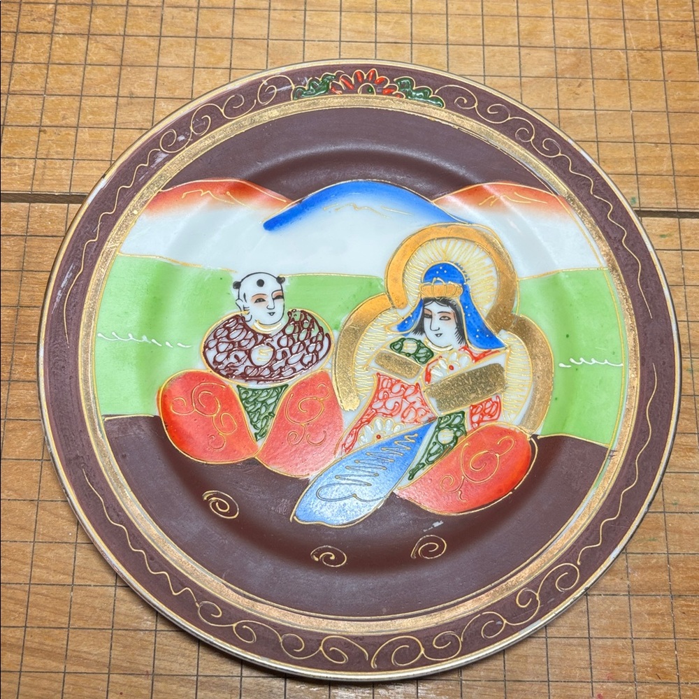 6 Japan Moriage Plates 7 5/8”D Immortals Kannan Goddess of Compassion - Picture 9 of 17